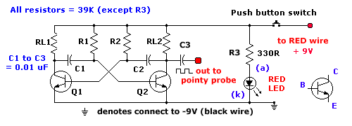 multivbrator / square wave signal generator - final schematic diagram